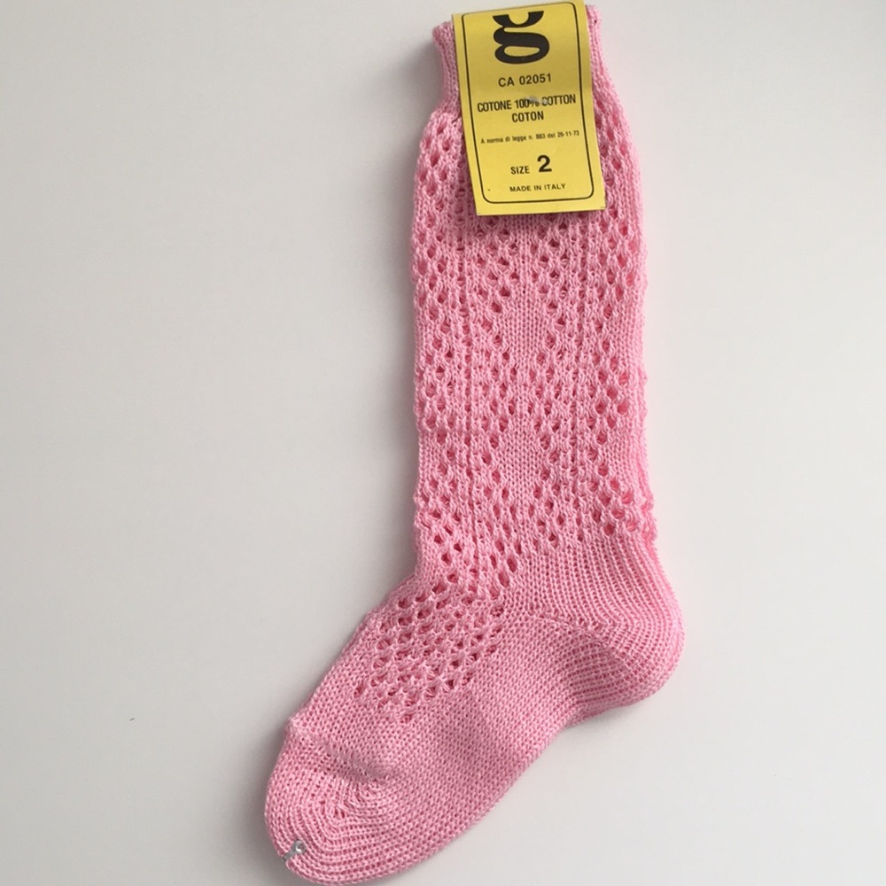 Girls Knit Socks Size 2 Made in Italy 100% Cotton